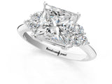 Platinum Princess Cut Cut Diamond Cluster Ring with Solitaire Band and Four-Prong Setting_8