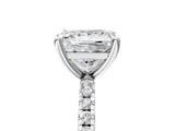 Platinum Princess Cut Diamond Brilliant Solitaire Ring with Pavé Band and Four-Prong Setting_17