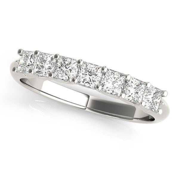 14K White Gold Princess Cut Diamond Channel Set Eternity Band with Prong Setting