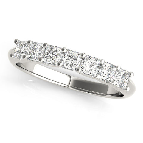 Platinum Princess Cut Diamond Channel Set Eternity Band with Prong Setting