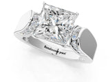 Platinum Princess Cut Diamond Channel Set Solitaire Ring with Four-Prong Setting_11
