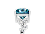 Platinum Princess Cut Diamond Cluster Pavé Band with Four-Prong Setting_12