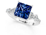 Platinum Princess Cut Diamond Cluster Pavé Band with Four-Prong Setting_21