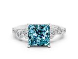 Platinum Princess Cut Diamond Cluster Pavé Band with Four-Prong Setting_7