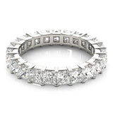 Silver Princess Cut Diamond Eternity Band with Channel Setting and Shared Prong