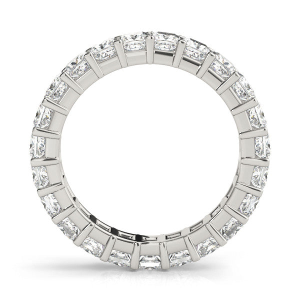 Platinum Princess Cut Diamond Eternity Band with Channel Setting and Shared Prong