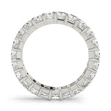 Silver Princess Cut Diamond Eternity Band with Channel Setting and Shared Prong