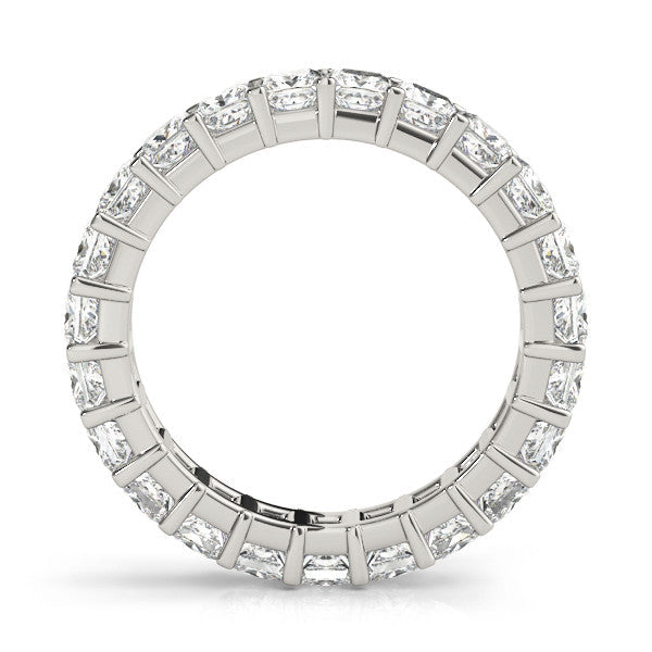 Silver Princess Cut Diamond Eternity Band with Channel Setting and Shared Prong