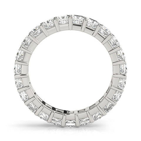 Platinum Princess Cut Diamond Eternity Band with Channel Setting and Shared Prong