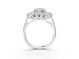 Platinum Princess Cut Diamond Floral Double Halo Engagement Ring with Prong Setting_70