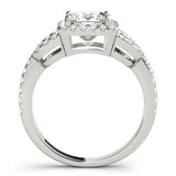 Platinum Princess Cut Diamond Halo Engagement Ring with Open Split Pavé Band 2