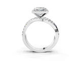 Platinum Princess Cut Diamond Halo Ring with Round Split Shank and Prong Setting_15