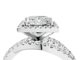 Platinum Princess Cut Diamond Halo Ring with Round Split Shank and Prong Setting_16