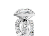 Platinum Princess Cut Diamond Halo Ring with Round Split Shank and Prong Setting_17