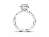Platinum Princess Cut Diamond Pavé Solitaire Ring with Round Band and Prong Setting_19