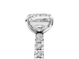 Platinum Princess Cut Diamond Pavé Solitaire Ring with Round Band and Prong Setting_21