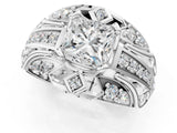 Platinum Princess Cut Diamond Pave Art Deco Split Shank Ring with Four-Prong Setting_26