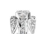 Platinum Princess Cut Diamond Pave Art Deco Split Shank Ring with Four-Prong Setting_30