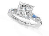 Platinum Princess Cut Diamond Ring with Baguette Side Stones, Channel Set Band, and Four-Prong Setting_26