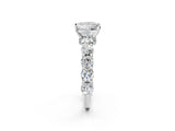 Platinum Princess Cut Diamond Side Stone Engagement Ring with Four-Prong Setting_2