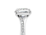 Platinum Princess Cut Diamond Solitaire Ring with Pavé Band and Prong Setting_33