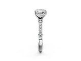Platinum Princess Cut Diamond Solitaire with Pave Band and Four-Prong Setting 2