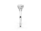 Platinum Princess Cut Diamond Three-Stone Engagement Ring with Prong Setting and Pavé Band_33