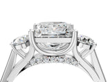 Platinum Princess Cut Diamond Three-Stone Engagement Ring with Prong Setting and Pavé Band_35