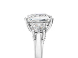 Platinum Princess Cut Diamond Three-Stone Engagement Ring with Prong Setting and Pavé Band_36