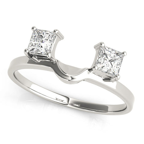 Platinum Princess-Cut Dual Stone Open Band with Four-Prong Setting