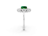 Platinum Princess Cut Emerald Floral Double Halo Engagement Ring with Prong Setting_218