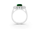 Platinum Princess Cut Emerald Floral Double Halo Engagement Ring with Prong Setting_219