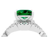 Platinum Princess Cut Emerald  Halo Twist Band Solitaire Prong Setting Ring_16