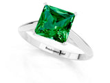 Platinum Princess Cut Emerald Solitaire Engagement Ring with Cathedral Setting and Four-Prong Mount_1