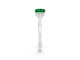 Platinum Princess Cut Emerald Solitaire Engagement Ring with Cathedral Setting and Four-Prong Mount_2