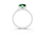 Platinum Princess Cut Emerald Solitaire Ring with Flower Prong Setting and Classic Band_3