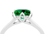 Platinum Princess Cut Emerald Solitaire Ring with Flower Prong Setting and Classic Band_4