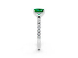 Platinum Princess Cut Emerald Solitaire Ring with Round  Pavé Band and Four-Prong Setting_38