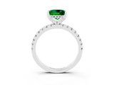 Platinum Princess Cut Emerald Solitaire Ring with Round  Pavé Band and Four-Prong Setting_39