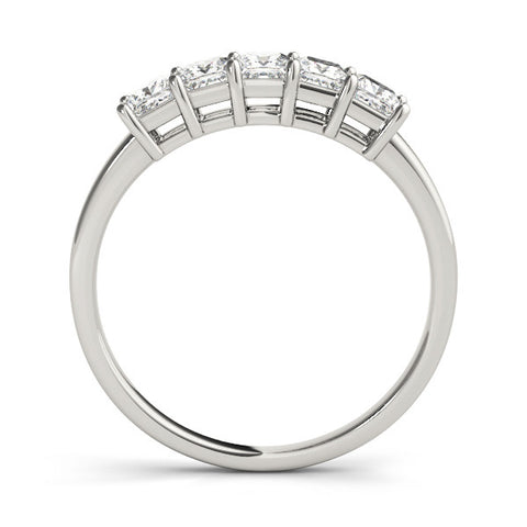 Platinum Princess Cut Five-Stone Diamond White Gold Band with Prong Setting 1