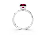 Platinum Princess Cut Garnet Engagement Ring with Side Stone Accents and Four-Prong Setting_39