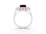 Platinum Princess Cut Garnet Floral Double Halo Engagement Ring with Prong Setting_159