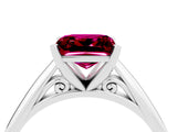 Platinum Princess Cut Garnet Solitaire Engagement Ring with Cathedral Setting and Four-Prong Mount_22