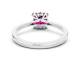 Platinum Princess Cut Garnet Solitaire Ring with Flower Prong Setting and Classic Band_13