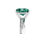 Platinum Princess Cut Green Sapphire Engagement Ring with Side Stone Accents and Four-Prong Setting_17