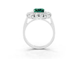 Platinum Princess Cut Green Sapphire Floral Double Halo Engagement Ring with Prong Setting_159