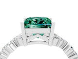 Platinum Princess Cut Green Sapphire Scattered Round Accent Ring with Prong Setting_40