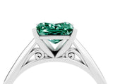 Platinum Princess Cut Green Sapphire Solitaire Engagement Ring with Cathedral Setting and Four-Prong Mount_4