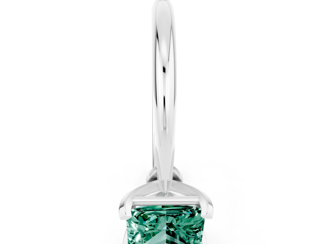 Platinum Princess Cut Green Sapphire Solitaire Engagement Ring with Classic Band and Four-Prong Setting_18