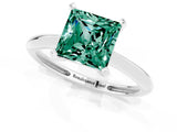 Platinum Princess Cut Green Sapphire Solitaire Engagement Ring with Classic Band and Four-Prong Setting_19